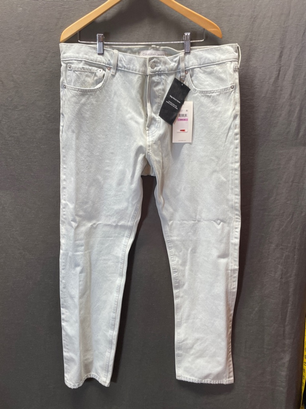 Calvin Klein Men's Pale Blue Slim Straight Jeans